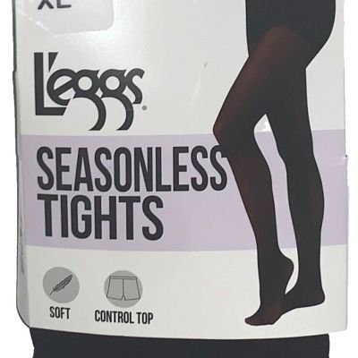 L'eggs Women's Seasonless Tights with Control Top, Size Extra Large - Black