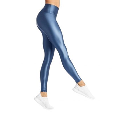 DYI Metallic Shine Yoga Workout Nylon Leggings Denim Blue Women’s Size Large
