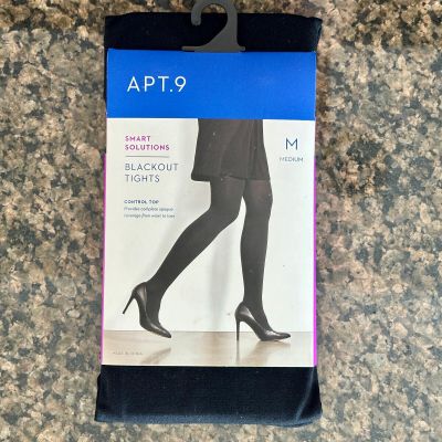 Apt 9 Black Tights Opaque M Size Medium Control Top Blackout  Stockings Hose New