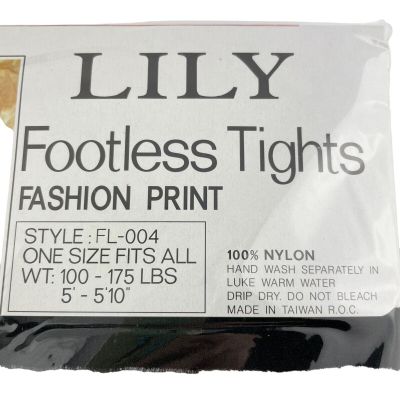 Lily Footless Tights Nylon Black White Striped Halloween Witch One Size