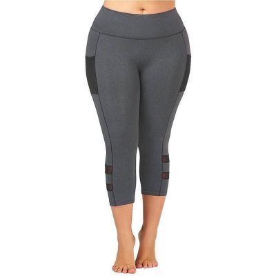 Plus Size Women Leggings Sports Gym 3/4 Length Cropped Stretch Yoga Capri Pants