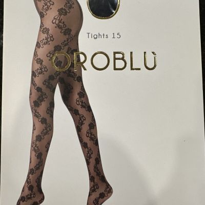 Oroblu Size L/XL Lovely Pantyhose 30 Denier Floral Sheer To Waist Tights