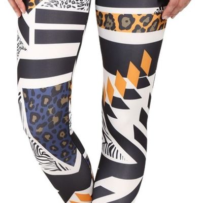 adidas Womens Workout Mid-Rise Long Tights Color Black Multi Size X-Small