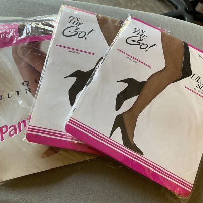 3 Pairs X-Large Queen Pantyhose. Coffee & pecan New In Package