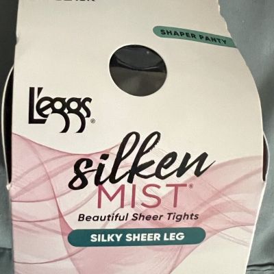 L'eggs Silken Mist Pantyhose SHAPER PANTY Silky Sheer Tights~Jet Black~Q+ (XL)