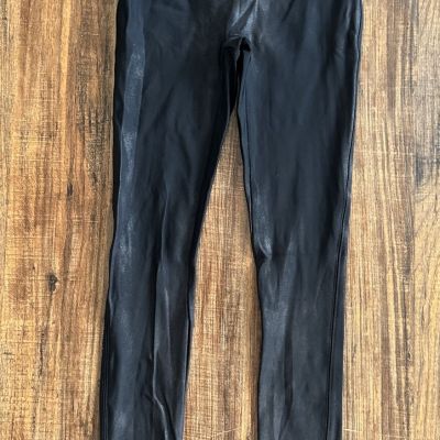Spanx Faux Leather Leggings Ankle Length Black Style #2437 Size M