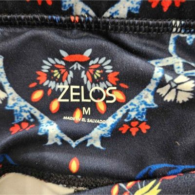 Zelos Blue Multi Pull On High Rise Exercise Workout Compression Leggings Medium