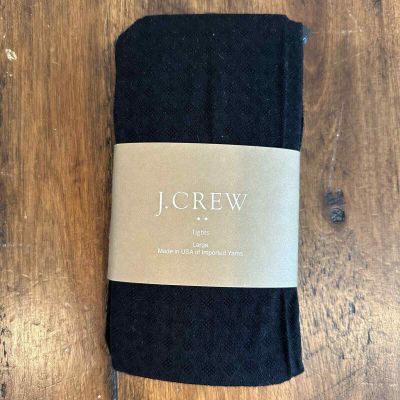 NWT J. Crew factory black patterned tights made in USA size L