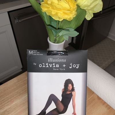 1x Olivia +Joy New York Women's Pantyhose All in One/over the knee Bla Sz M $5
