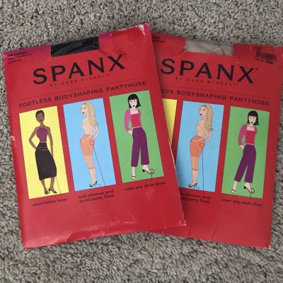 SPANX Original Footless Shaping Control Top Pantyhose -Size D, Black & Nude