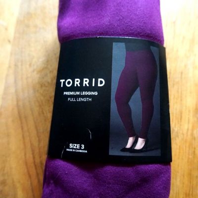 TORRID WOMAN'S DARK PURPLE PREMIUM FULL LENGTH LEGGING/SIZE 3/NEW