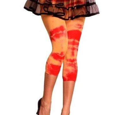 1171 Orange Tie Dye Seamless Workout Leggings Spandex Sexy Pants Rave OS S M L