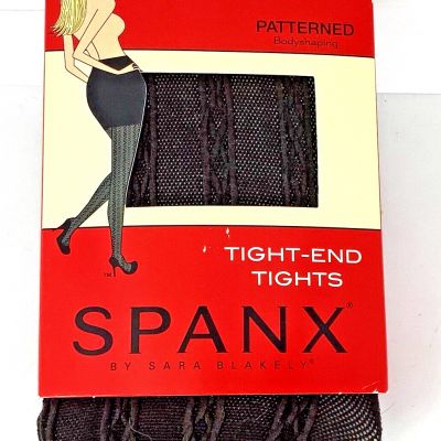 Spanx Tight End Tights Size E Black Bittersweet Pattern Cotton Crotch NIP