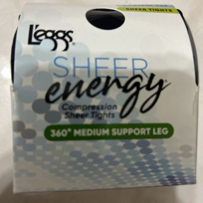 L’eggs Sheer Energy Q Jet Black Compression Sheer Tights Medium Support Leg