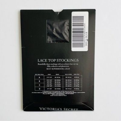 Victoria’s Secret SIZE B black lace top stockings vintage vtg