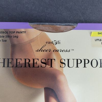 East 5th Sheer Caress Sheerest Support Pantyhose  Short Beige JC Penney 2 Pairs