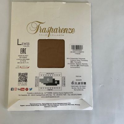 TRANSPARENZE BLACK  BACK SEAM & FOOT , TAN LEG STOCKINGS ,  S 1/2 NEW IN PACKAGE
