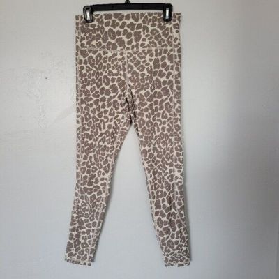 Glyder Women's Large Beige Tan Taupe Leopard Print Workout Leggings Active Gym