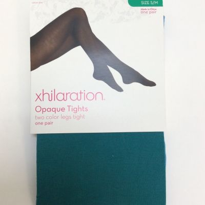 NWT S/M  Xhilaration Opaque Tights Front/Back 2 Color Green/Blue Tight Free Ship
