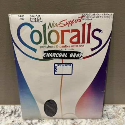 Coloralls Underalls Pantyhose 1988 Charcoal Gray Size AB Brand New Non-support