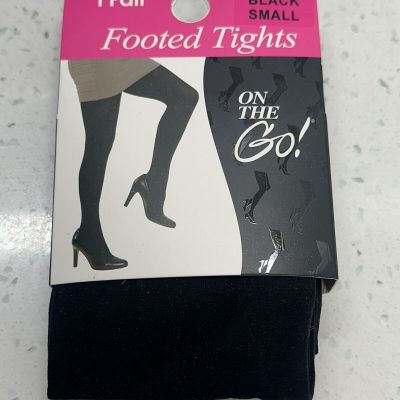 On The Go FOOTED TIGHTS size S BLACK 90perc Nylon 10perc Spandex NWT