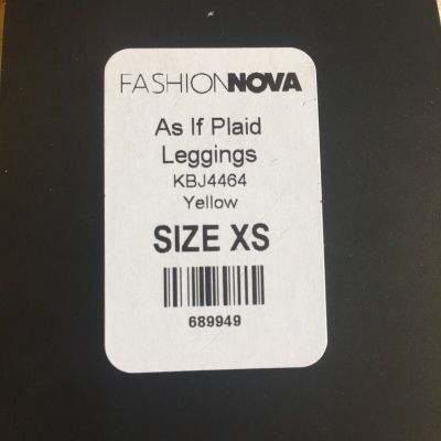 Fashion Nova As If Plaid Leggings Size XS in Yellow