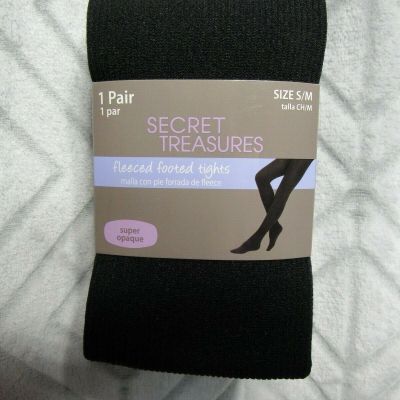 New Secret Treasures Fleeced Footed Tights Size S / M Black 5'11