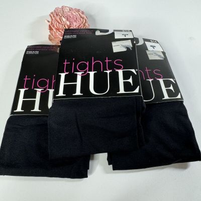 Hue Ultimate Opaque Tights Control Top Black Size 1 U3271 3 Pairs New
