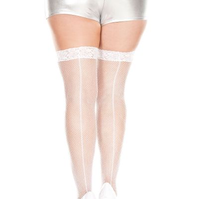 Plus Size Fishnet Lingerie Thigh High Lace Top Stockings