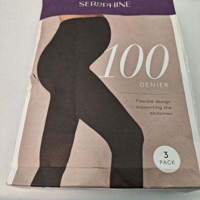 NWT Seraphine Over Bump Maternity Large Black 100 Denier Tight 3 pack