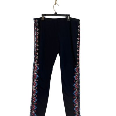 Johnny Was Sonoma Embroidered Leggings Black Plus Size 1X