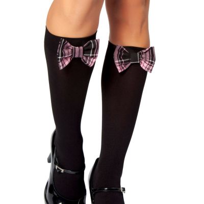 Sexy Stockings With Black/Baby Pink Bow Thigh Highs Hosiery Women