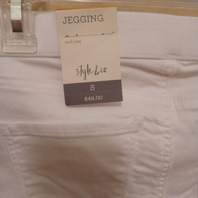 $49 NWT! Style&Co white mid-rise stretch pull on Jeggings Jeans Pants Women's Sm