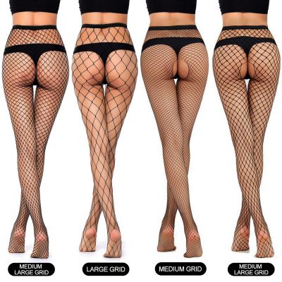 Womens High Waist Fishnet Tights Stockings Sexy Black Fish Net Mesh Pantyhose US
