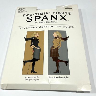 NEW Spanx Women's Reversible Control Top Tights Size A Black Brown