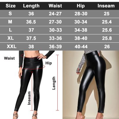 Women PU Leather Shiny Pants Push Up Leggings Sexy Skinny Fit Stretchy Clubwear