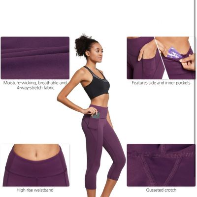 BALEAF Women's Capri Leggings with Pockets High Waisted Workout Yoga