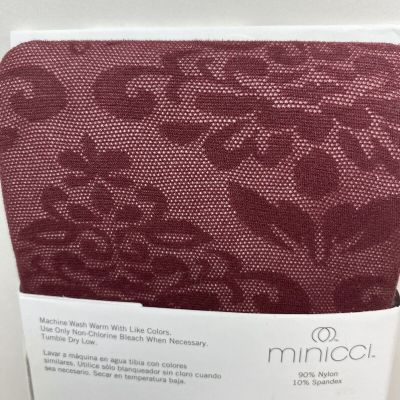 Minicci Womens Tights Sz L opaque plum Nylon Spandex Besutiful Design Plum