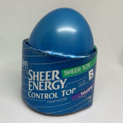 Leggs Egg Pantyhose Sheer Energy Control Top Size B Taupe Sheer Toe