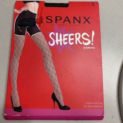 Spanx Sheers Diamond Design Shaping Tight Patterned Leg Black Size C MSRP $28