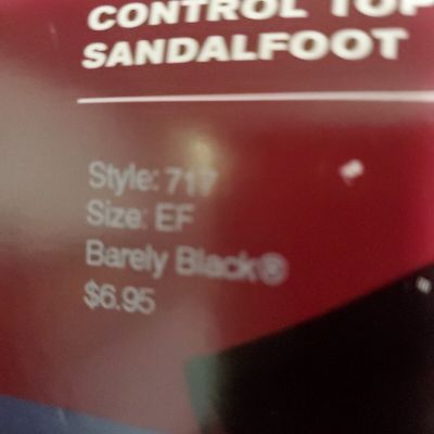 Hanes Control Top Sandalfoot Pantyhose 717 Silk Reflections Sz. EF Black