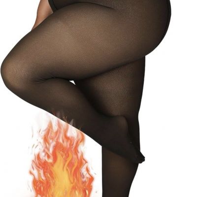 DancMolly Plus Size Fake Translucent Fleece Lined Tights