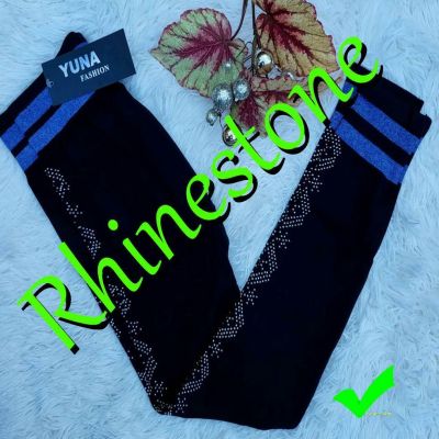 Rhinestone Pattern Leggings Seamless Solid Black Snowflake CRYSTAL BLING