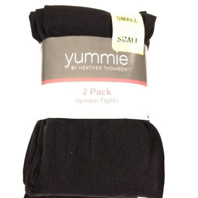 Yummie BY HEATHER THOMSON 2 PACK OPAQUE TIGHTS SMALL SIZE BLACK
