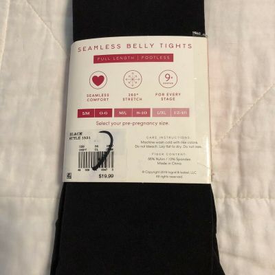 Ingrid Isabel Maternity Seamless Belly Tights Full Length Footless Blk S/M,M/L