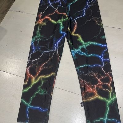 Terez Leggings Capri Women’s M Black With Multicolor Lightning Bolts ?