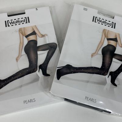 Wolford Pearls Embelished Tights Pantyhose Color Black XS S NWT