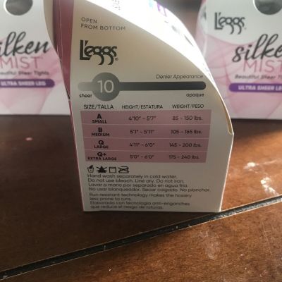 Leggs Silken Mist  3 Pair Size Q Sun Beige Control Top Ultra Sheer Leg 98070