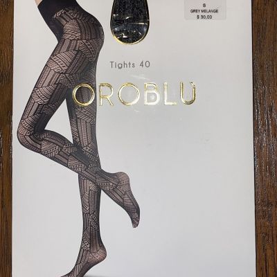 NEW  OROBLU ABSTRACT MISTERY TIGHTS 40DENIER GREY MELANGE SIZE S