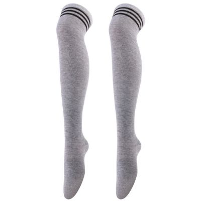Extra Long Cotton Stripe Thigh High Socks Over the Knee High Plus Size Stockings
